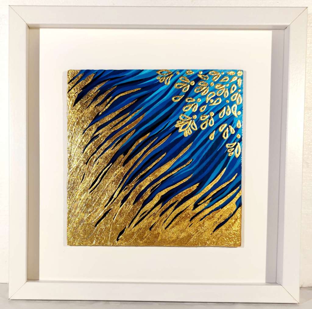 Blue Gold Into the Light Acrylic Painting by Sunfreestar