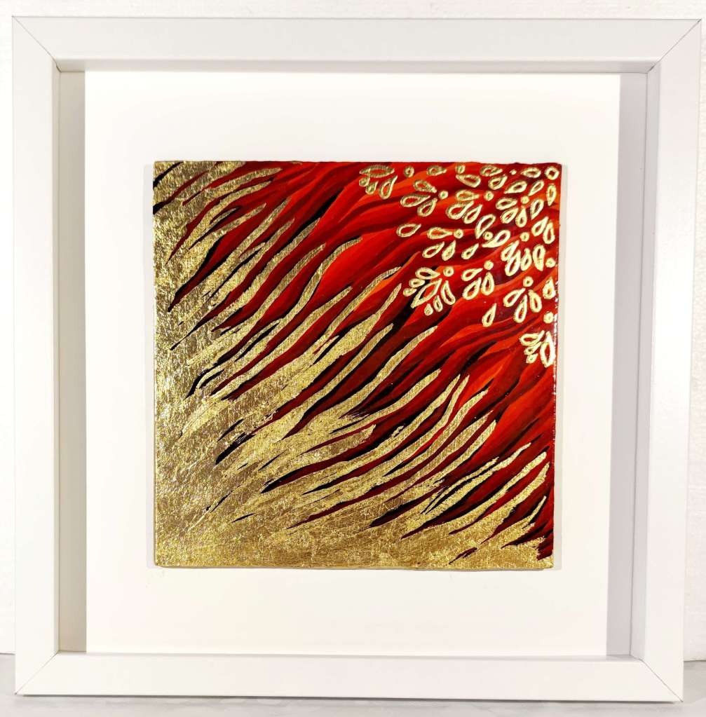 Red Gold Into the Light Acrylic painting by Sunfreestar
