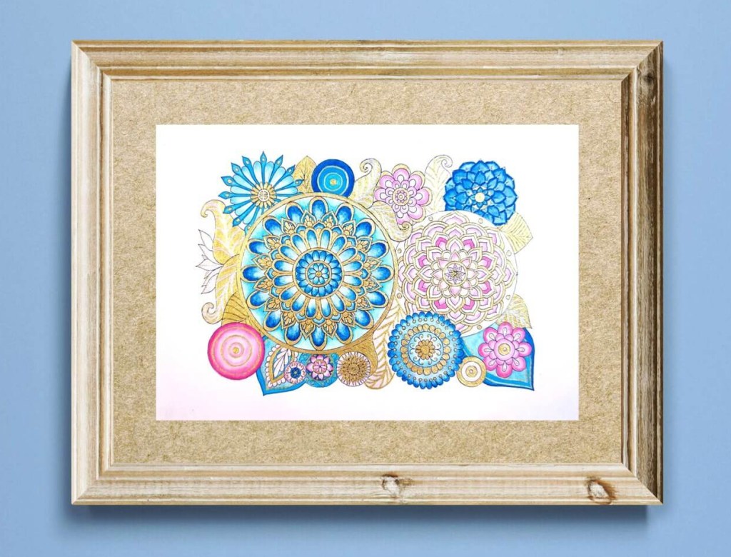 Brilliance Gold Blue Pink Mandala