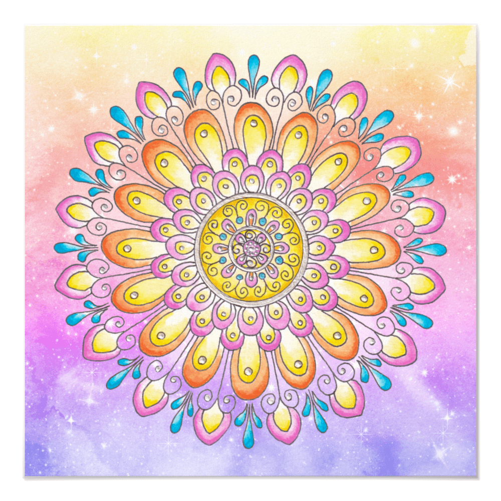 Summer Dance Orange Yellow Pink Blue Mandala Print
